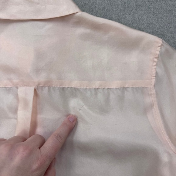 Theory Essential Buttondown Sleek 100% Silk Shirt Habotai Blush Pink Size P - Picture 9 of 11